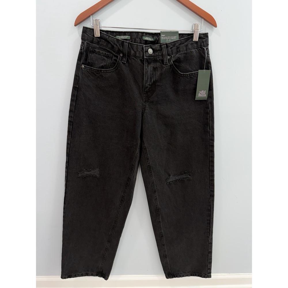 31" Wild Fable Black 90s Relaxed Straight Leg Jeans Size 2 Cotton Distressed - Picture 4 of 12
